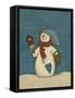 Snowman with Crackle Background-Debbie McMaster-Framed Stretched Canvas