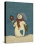 Snowman with Crackle Background-Debbie McMaster-Stretched Canvas