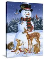 Snowman with Friends-William Vanderdasson-Stretched Canvas