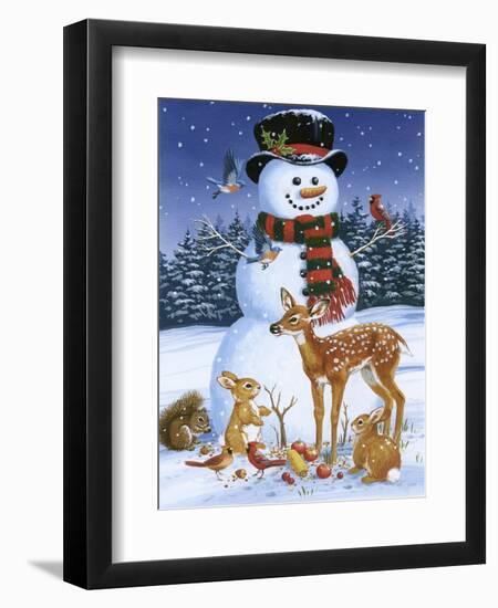 Snowman with Friends-William Vanderdasson-Framed Premium Giclee Print