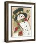 Snowman with Green Bird-Beverly Johnston-Framed Giclee Print