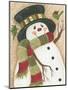 Snowman with Green Bird-Beverly Johnston-Mounted Giclee Print