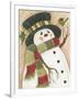 Snowman with Green Bird-Beverly Johnston-Framed Giclee Print