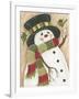 Snowman with Green Bird-Beverly Johnston-Framed Giclee Print