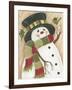 Snowman with Green Bird-Beverly Johnston-Framed Giclee Print