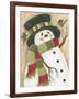 Snowman with Green Bird-Beverly Johnston-Framed Giclee Print