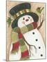 Snowman with Green Bird-Beverly Johnston-Mounted Giclee Print