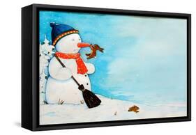 Snowman with Little Rabbit, 2012-Christian Kaempf-Framed Stretched Canvas