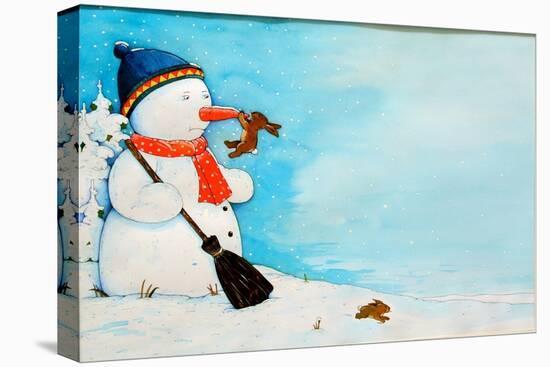 Snowman with Little Rabbit, 2012-Christian Kaempf-Stretched Canvas