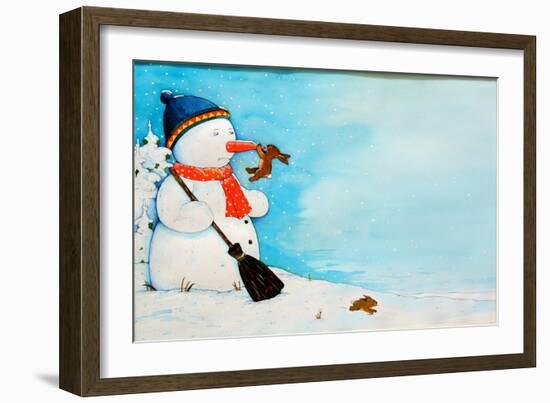 Snowman with Little Rabbit, 2012-Christian Kaempf-Framed Giclee Print