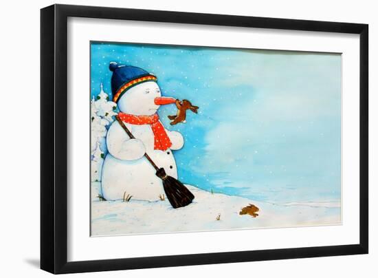 Snowman with Little Rabbit, 2012-Christian Kaempf-Framed Giclee Print