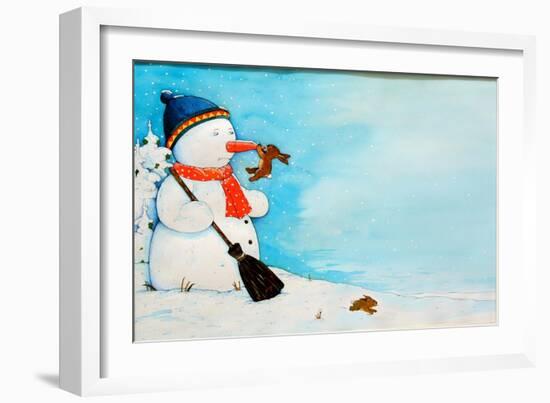 Snowman with Little Rabbit, 2012-Christian Kaempf-Framed Giclee Print