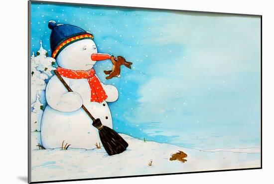 Snowman with Little Rabbit, 2012-Christian Kaempf-Mounted Giclee Print