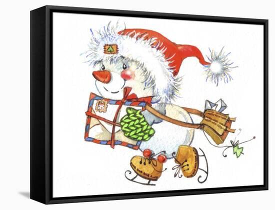 Snowman with Mailchristmas-ZPR Int’L-Framed Stretched Canvas