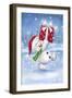 Snowman With Present 1-MAKIKO-Framed Giclee Print