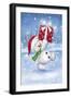 Snowman With Present 1-MAKIKO-Framed Giclee Print