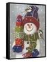 Snowman with Presents-William Vanderdasson-Framed Stretched Canvas