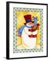 Snowman with Presents-Beverly Johnston-Framed Giclee Print