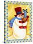 Snowman with Presents-Beverly Johnston-Stretched Canvas