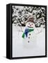 Snowman with Scarf and Hat in Winter Scene-null-Framed Stretched Canvas