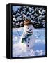 Snowman with Scarf and Hat in Winter Scene-null-Framed Stretched Canvas