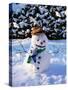Snowman with Scarf and Hat in Winter Scene-null-Stretched Canvas