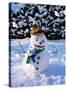 Snowman with Scarf and Hat in Winter Scene-null-Stretched Canvas