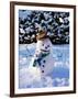 Snowman with Scarf and Hat in Winter Scene-null-Framed Photographic Print
