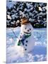 Snowman with Scarf and Hat in Winter Scene-null-Mounted Photographic Print