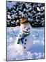 Snowman with Scarf and Hat in Winter Scene-null-Mounted Photographic Print