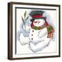 Snowman with Scarf-Beverly Johnston-Framed Giclee Print