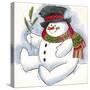 Snowman with Scarf-Beverly Johnston-Stretched Canvas