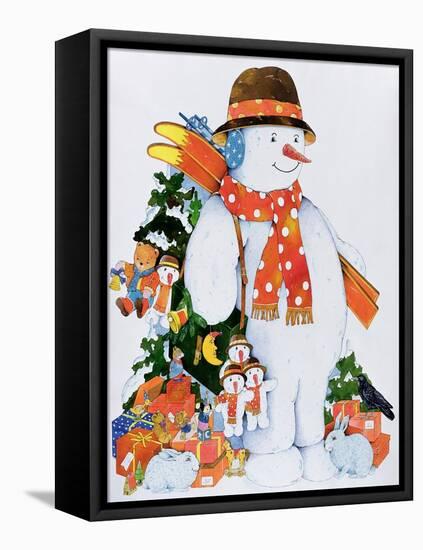 Snowman with Skis, 1998-Christian Kaempf-Framed Stretched Canvas