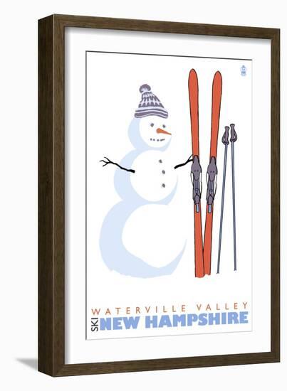 Snowman with Skis, Waterville Valley, New Hampshire-Lantern Press-Framed Art Print