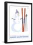 Snowman with Skis, Waterville Valley, New Hampshire-Lantern Press-Framed Art Print