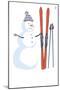 Snowman with Skis-Lantern Press-Mounted Art Print