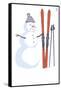 Snowman with Skis-Lantern Press-Framed Stretched Canvas