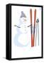 Snowman with Skis-Lantern Press-Framed Stretched Canvas
