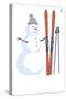 Snowman with Skis-Lantern Press-Stretched Canvas