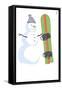 Snowman with Snowboard-Lantern Press-Framed Stretched Canvas