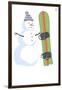 Snowman with Snowboard-Lantern Press-Framed Art Print