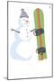 Snowman with Snowboard-Lantern Press-Mounted Art Print