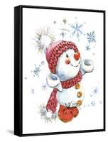 Snowman with Snowchristmas-ZPR Int’L-Framed Stretched Canvas