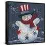 Snowman with Top Hat-Beverly Johnston-Framed Stretched Canvas