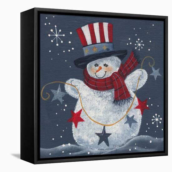 Snowman with Top Hat-Beverly Johnston-Framed Stretched Canvas