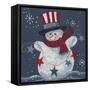 Snowman with Top Hat-Beverly Johnston-Framed Stretched Canvas
