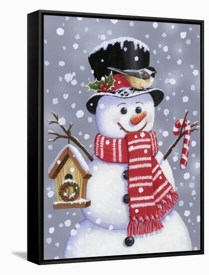 Snowman with Tophat-William Vanderdasson-Framed Stretched Canvas