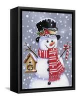 Snowman with Tophat-William Vanderdasson-Framed Stretched Canvas