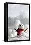 Snowman with Winter Snow Background-Sandralise-Framed Stretched Canvas