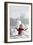 Snowman with Winter Snow Background-Sandralise-Framed Photographic Print